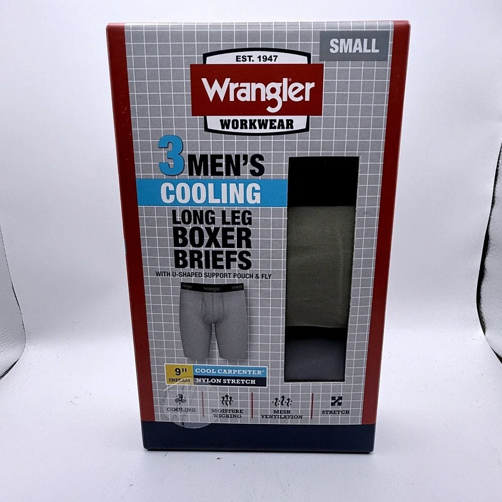 Wrangler Boxer Briefs Mens Small 3 Pack Cooling Long Leg‎ 9